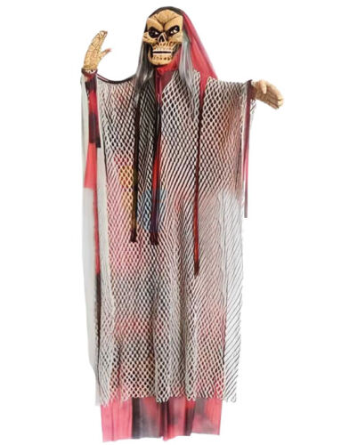 Halloween Korkuluk İskelet Fileli Kırmızı Hareketli 150 Cm - 1