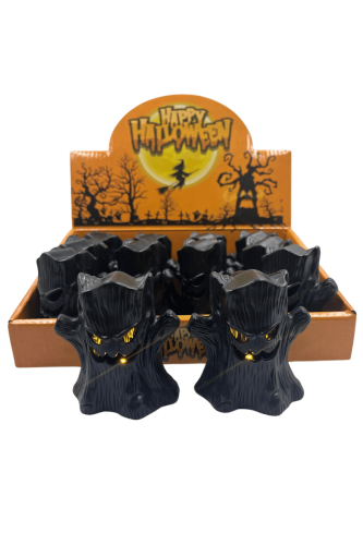 Halloween Ledli Işık Ağaç Model 8 Cm Siyah 12 Parça - 