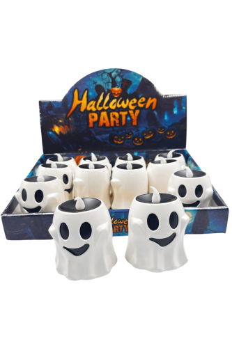 Halloween Ledli Işık Hayalet Figür 8 Cm Beyaz 12 Parça - 