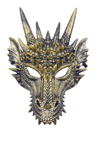 Halloween Maske Ejderha Model Altın - 