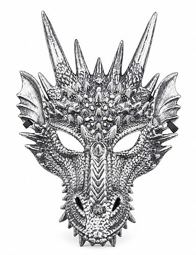 Halloween Maske Ejderha Model Gümüş - 