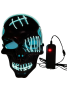 Halloween Maske Kuru Kafa Desenli Neon Mavi - 1