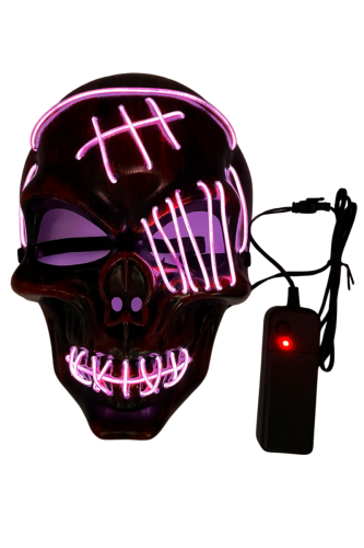 Halloween Maske Kuru Kafa Desenli Neon Pembe - 