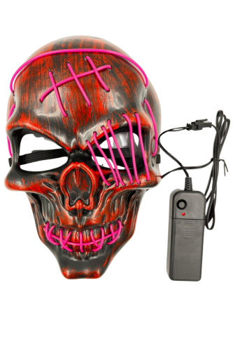 Halloween Maske Kuru Kafa Desenli Neon Pembe - 2