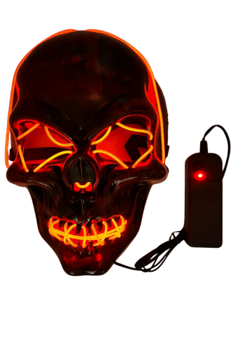 Halloween Maske Kuru Kafa Desenli Neon Turuncu 2 Göz - 1