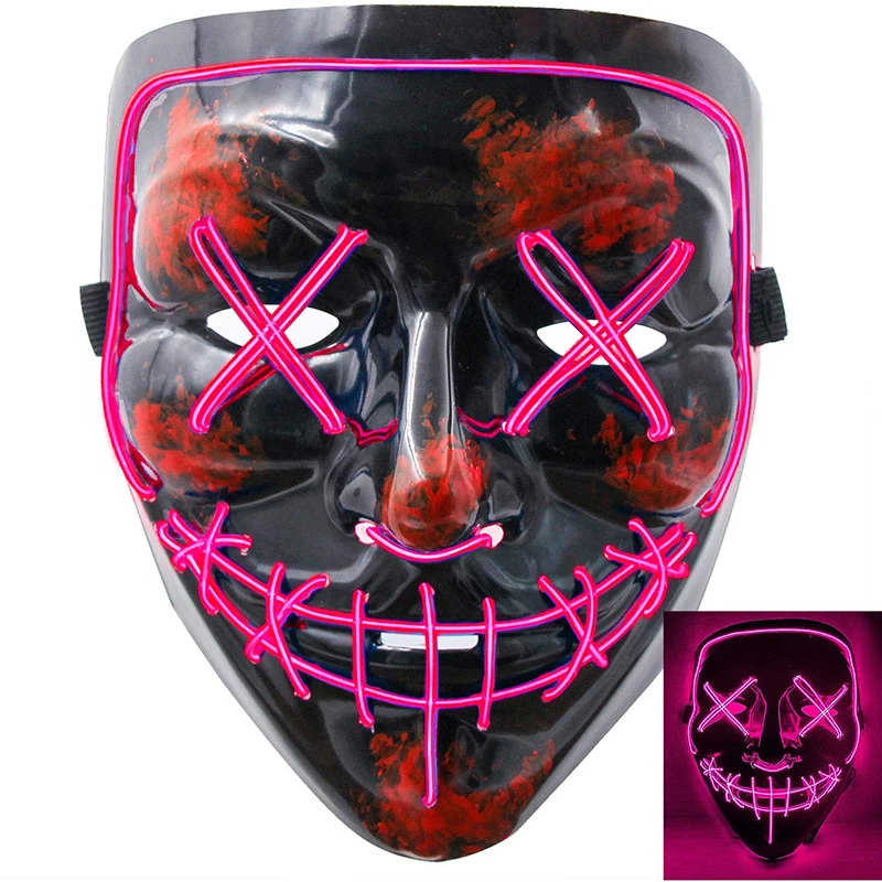 Halloween Maske Neon Fuşya Işıklı - 1