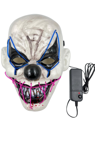 Halloween Maske Neon Işıklı Joker Pembe Mavi - 