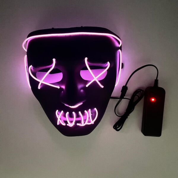 Halloween Maske Neon Pembe Işıklı - 