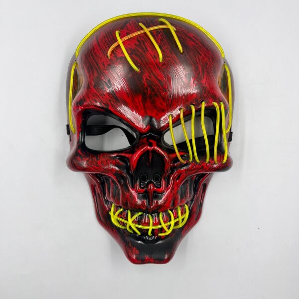 Halloween Maske Kuru Kafa Desenli Neon Yeşil - 2