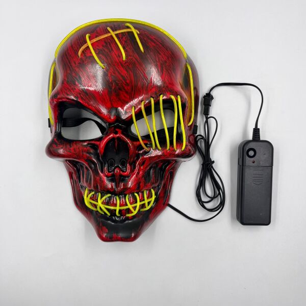 Halloween Maske Kuru Kafa Desenli Neon Yeşil - 3