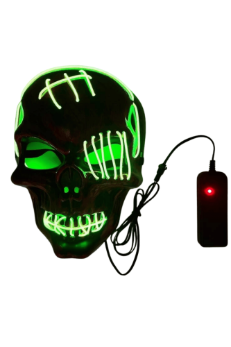 Halloween Maske Kuru Kafa Desenli Neon Yeşil - 1
