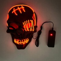 Halloween Maske Kuru Kafa Desenli Neon Turuncu - 1