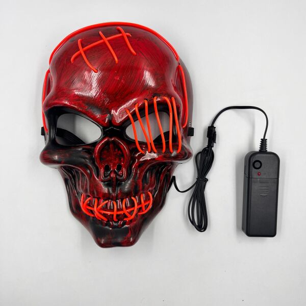 Halloween Maske Kuru Kafa Desenli Neon Turuncu - 3