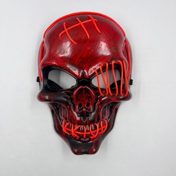 Halloween Maske Kuru Kafa Desenli Neon Turuncu - 2