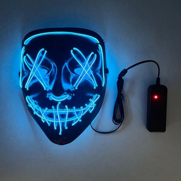 Halloween Maske Vendetta Neon Lacivert Işıklı - 