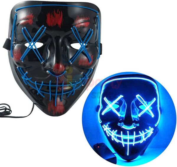 Halloween Maske Neon Mavi Işıklı - 1