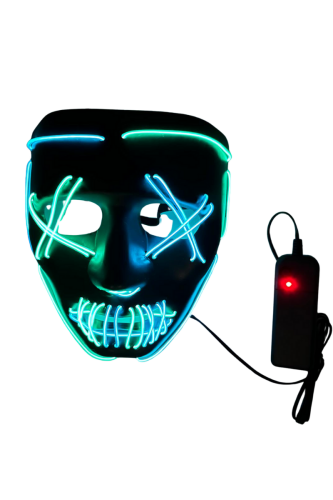 Halloween Maske Neon Mavi Yeşil Işıklı - 
