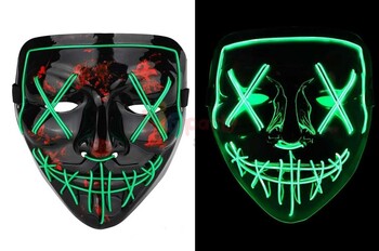 Halloween Maske Neon Yeşil Işıklı - 1
