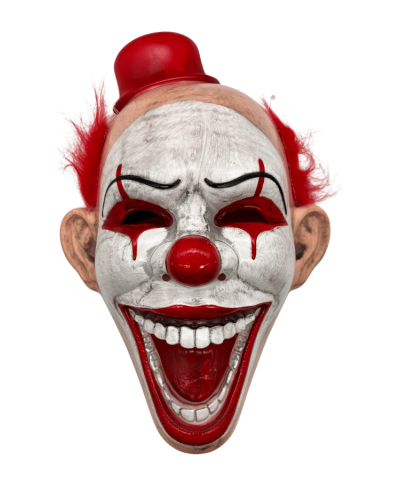 Halloween Maske Palyaço Model Saçlı Şapkalı Lüks Kırmızı - 