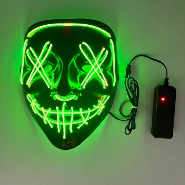Halloween Maske Vendetta Neon Açık Yeşil Işıklı - 1