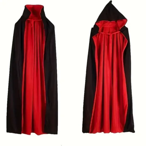 Halloween Pelerin 90 Cm Çift Taraflı Kapşonlu - 1