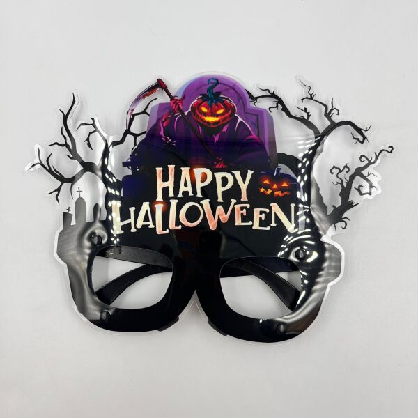Halloween PVC Kaplı Gözlük Mor Bal Kabaklı Model - 3