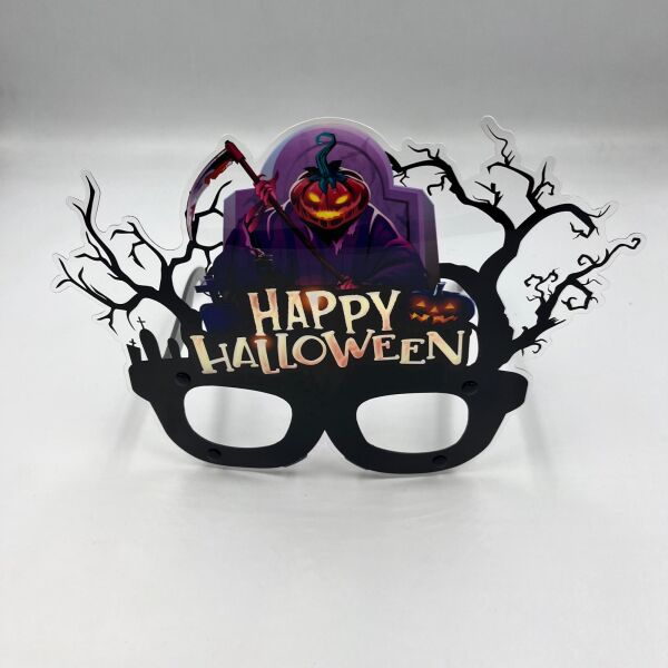 Halloween PVC Kaplı Gözlük Mor Bal Kabaklı Model - 2