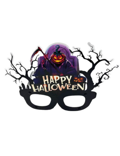 Halloween PVC Kaplı Gözlük Mor Bal Kabaklı Model - 