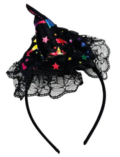 Halloween Taç Mini Cadı Şapkası Tüllü Renkli Model - 