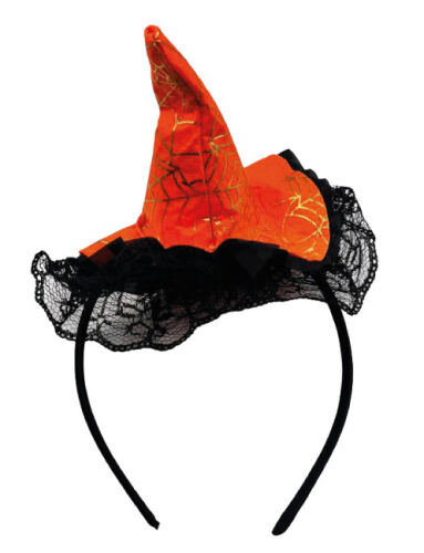 Halloween Taç Mini Cadı Şapkası Tüllü Turuncu Model - 