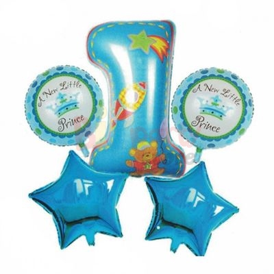 Folyo Balon Happy Birthday 1 Yaş Mavi Set 40 cm - 1