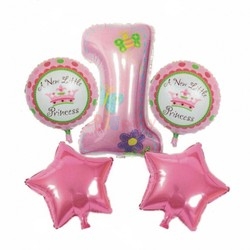  - Happy Birthday 1 Yaş Pembe Folyo Balon Set