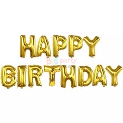  - Folyo Balon Happy Birthday Gold Set 40 cm