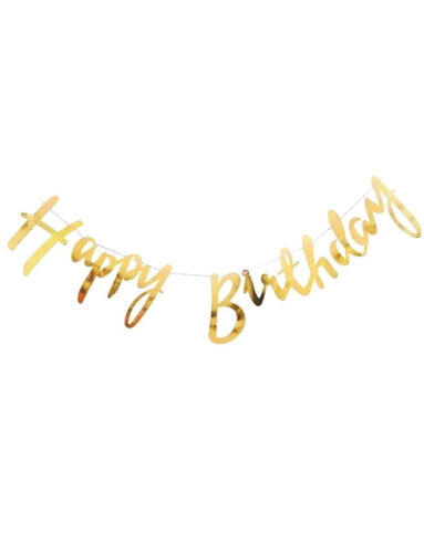 Kaligrafi Banner Happy Birthday Gold - 1