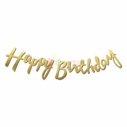 Kaligrafi Banner Happy Birthday Gold - 2