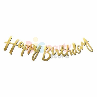 Kaligrafi Banner Happy Birthday Gold - 2