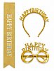 Happy Birthday Taç İncili Gözlük Kuşak Set Altın - 1