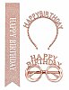Happy Birthday Taç İncili Gözlük Kuşak Set Rose - 1