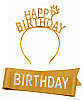 Happy Birthday Taşlı Taç Kuşak Set Altın - 1