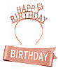 Happy Birthday Taşlı Taç Kuşak Set Rose - 1