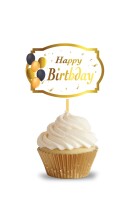 Kürdan Happy Birthday Varak Baskılı Beyaz Zemin 10 Parça - 2