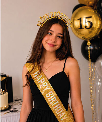 Happy Birthday Yıldızlı Taç Kuşak Set Altın - 2