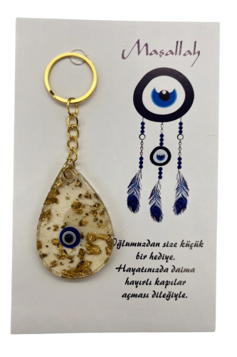 Hediyelik Anahtarlık Epoksi Mavi Nazar Boncuklu Model 20 Parça - 