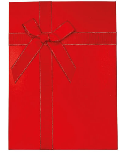 Hediyelik Kutu Dikdörtgen Katlamalı Fiyonklu 25x33x12 Kırmızı - 