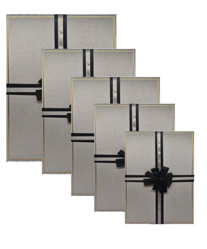 Hediyelik Kutu Raven Dikdörtgen Fiyonklu 5 Parça Simli Gümüş - 