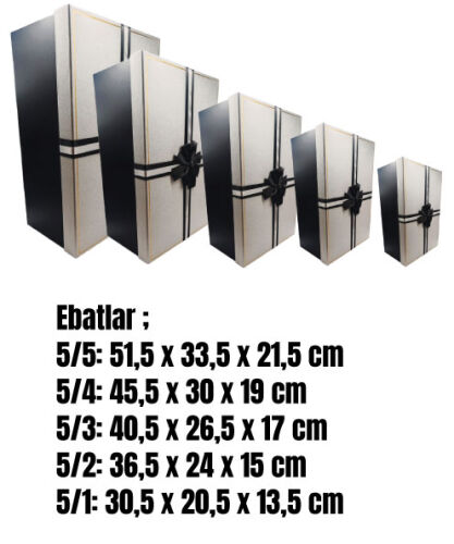 Hediyelik Kutu Raven Dikdörtgen Fiyonklu 5 Parça Simli Gümüş - 2
