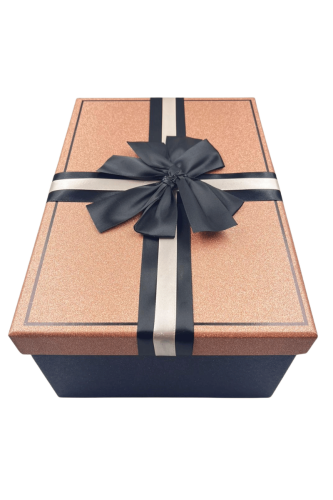 Hediyelik Kutu Raven Dikdörtgen Fiyonklu 5 Parça Simli Rose Gold - 2