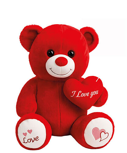 Hediyelik Peluş Oturan Ayıcık 47 Cm Kırmızı - 