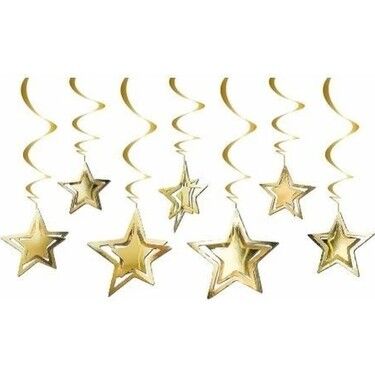 Tavan Süsü Helezon Yıldız 3 Boyutlu 10lu Altın - 2