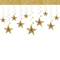 Tavan Süsü Helezon Yıldız 3 Boyutlu 10lu Altın - 1